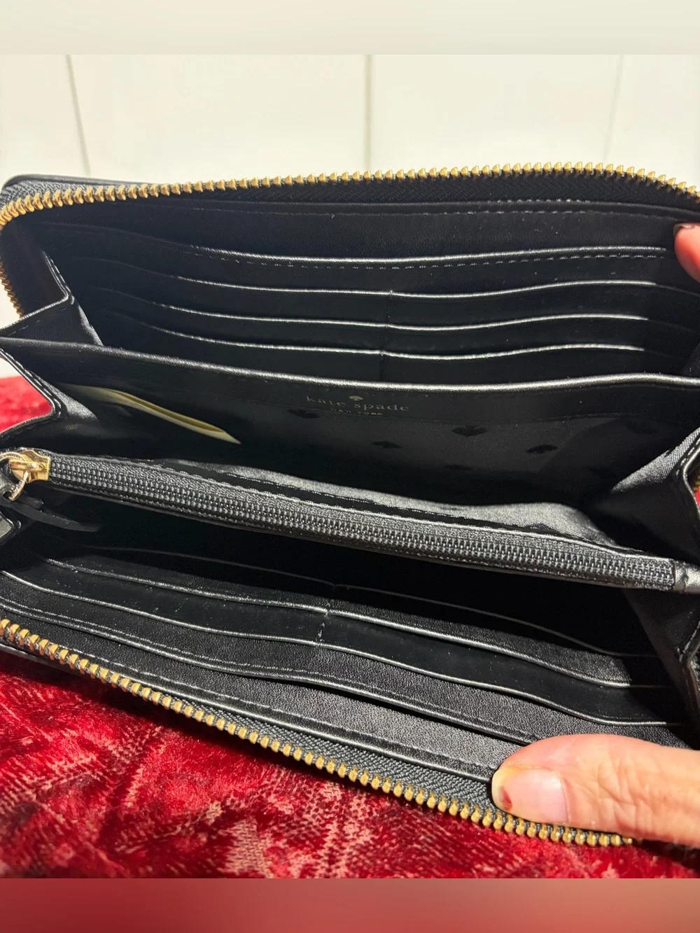 Kate Spade black leather studded long wallet